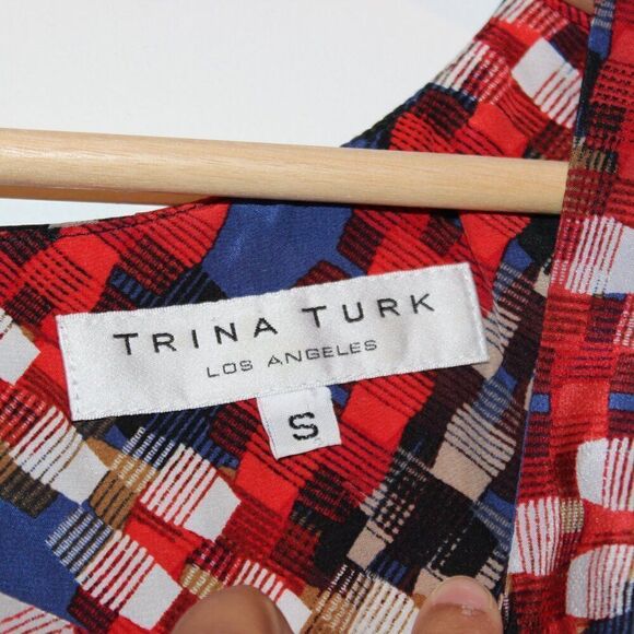 Trina Turk Multicolor Geometric Silk Sleeveless top Women's Size S - Picture 9 of 12